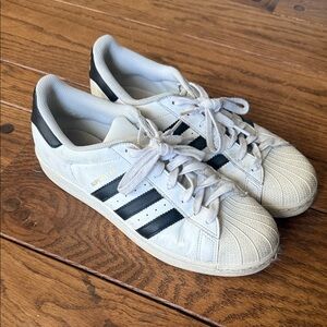 Adidas Superstar White with Black Stripes Men size 10.5.